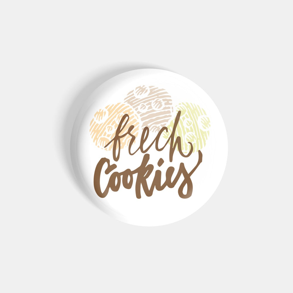dhcrafts Round Fridge Magnet White Food Lovers Frech Cookies Glossy Finish Design Pack of 1 (75 mm)